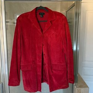 Vintage Women's Suede Red Jacket- C’est City- Size 12